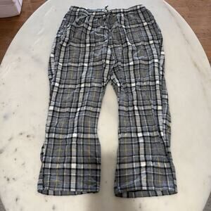 L.L.Bean Men's XL 100% Cotton Plaid Flannel Pajama Pants Gray Black Lounge